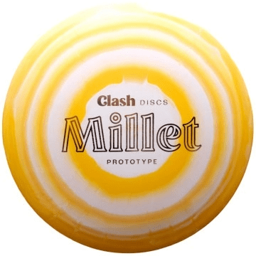 Clash Discs Millet Prototype disc with yellow and white ring pattern